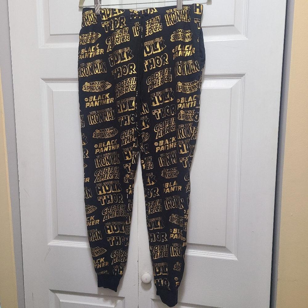 MARVEL Gold‎ Foil Black Joggers Small